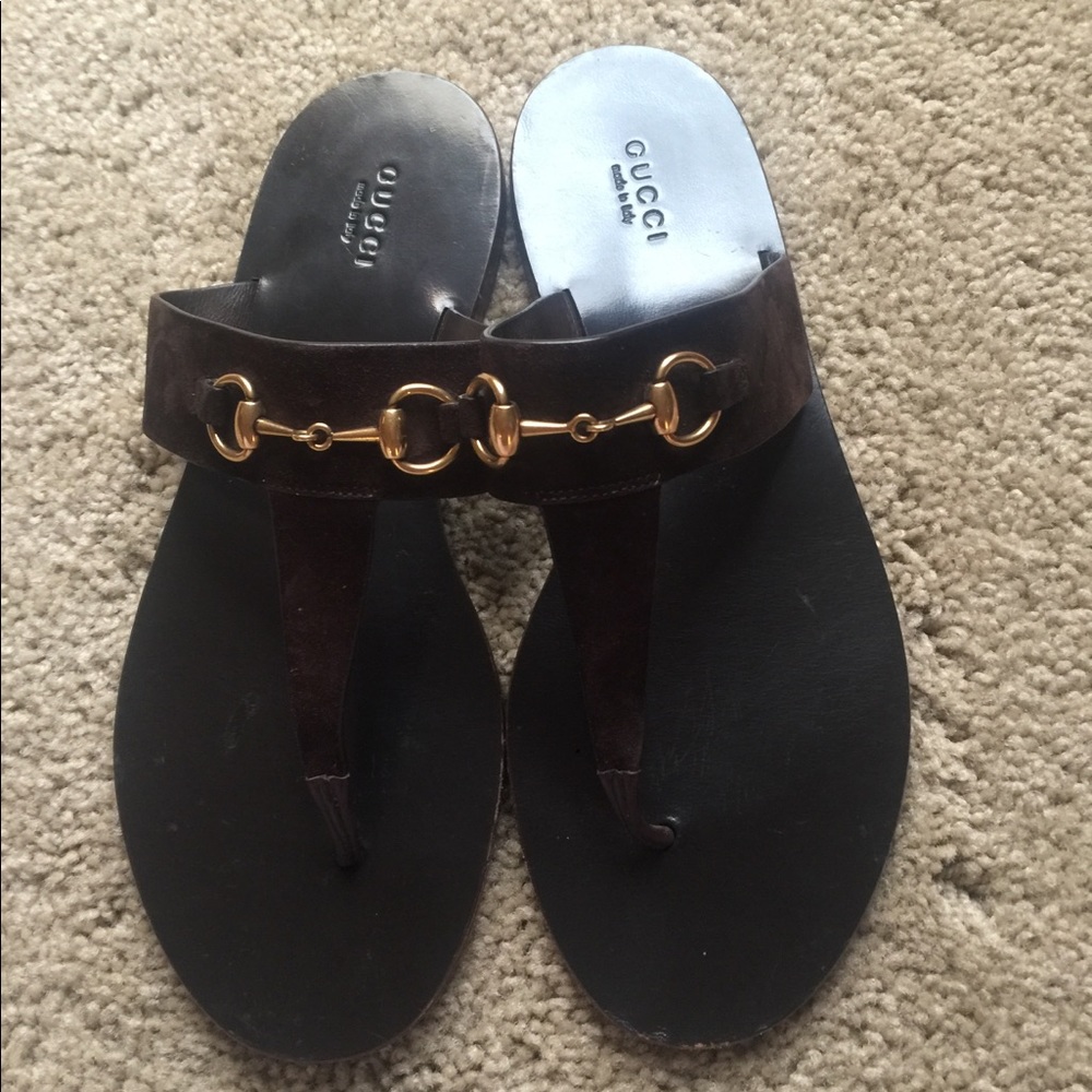 Gucci brown suede sandals 3 add. Items included.